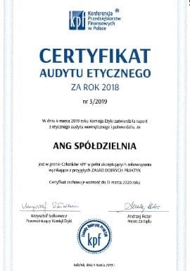 Certyfikat Hossa
